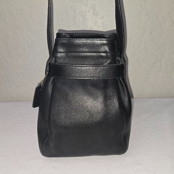 Vintage Coach 4156 Black Leather Belted Pouch Crossbody Bucket Bag - Picture 5 of 13